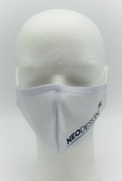 Textil-Maske 3-lagig, mit Gummizug, waschbar, mit Logo-Druck